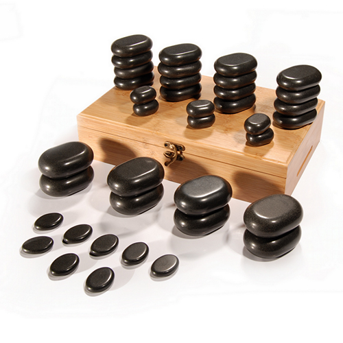 36 Pcs Massage Stone Set Massage Stone Sets are made up of carefully curated high-quality hand-polished natural basalt stones.