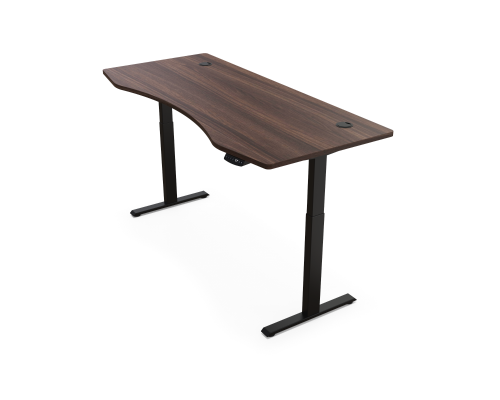 Hi5 E Form Smart Adjustable Height Desk Strong Bearing Capacity-Walnut Table Top & Black Frame