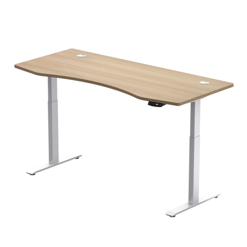 Hi5 E Form Smart Home Workstation Adjustable Height Desk-Walnut Table Top & White Frame