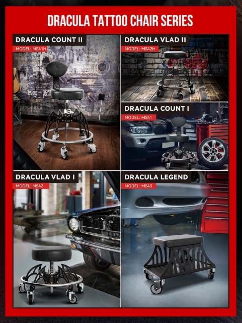 Dracula Series Mechanism Chair for Tattoo, Garage,Industry Workshops
