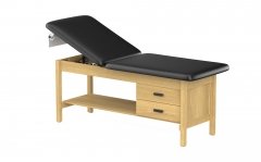 CLINIC-2 SERIES HARDWOOD LEG SUPPORT TREATMENT TABLES WITH BACKREST & DRAWERS