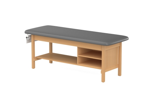 CLINIC-2 SERIES HARDWOOD LEG SUPPORT TREATMENT TABLES WITH SHELVING