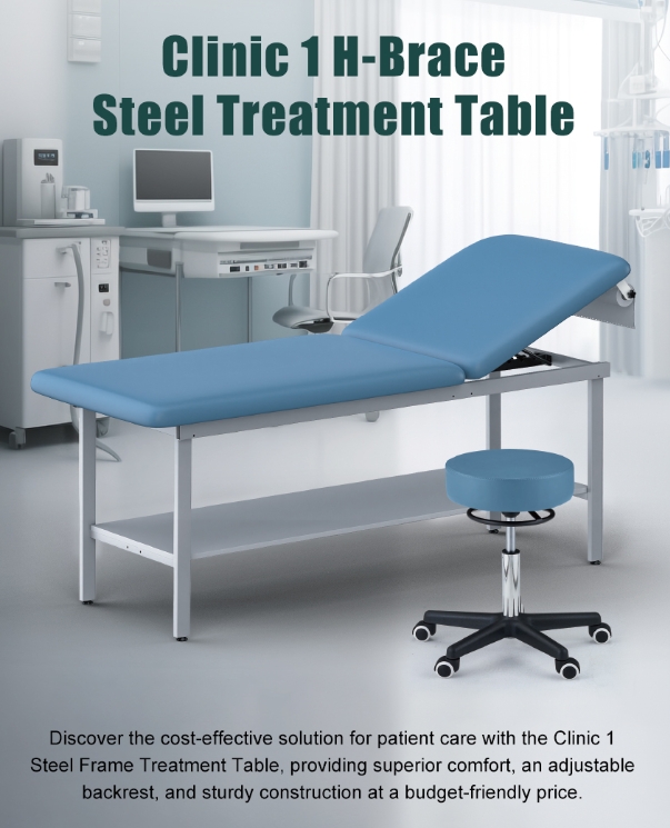 Metal Steel H-Brace Treatment Table Space-saver Examination Table