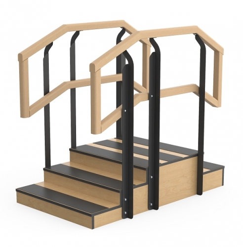 Small Up/Down Two-sided Straight-Line Rehab staircase with Platform