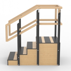 One-Sided Staircase Classic Wooden Physical Therapy Staircase with Handrails
