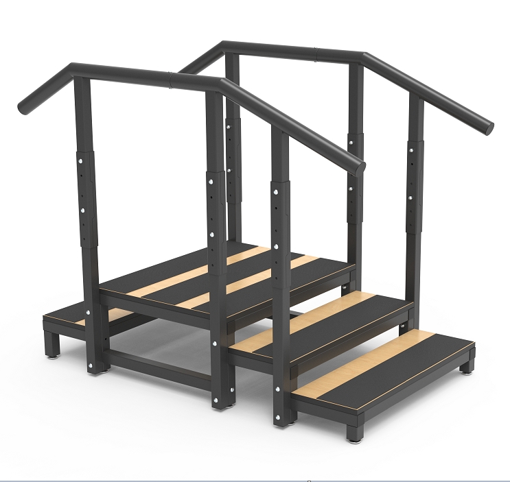 Square tube simple Two-Sided High Low Rehabilitation Staircase (Black)