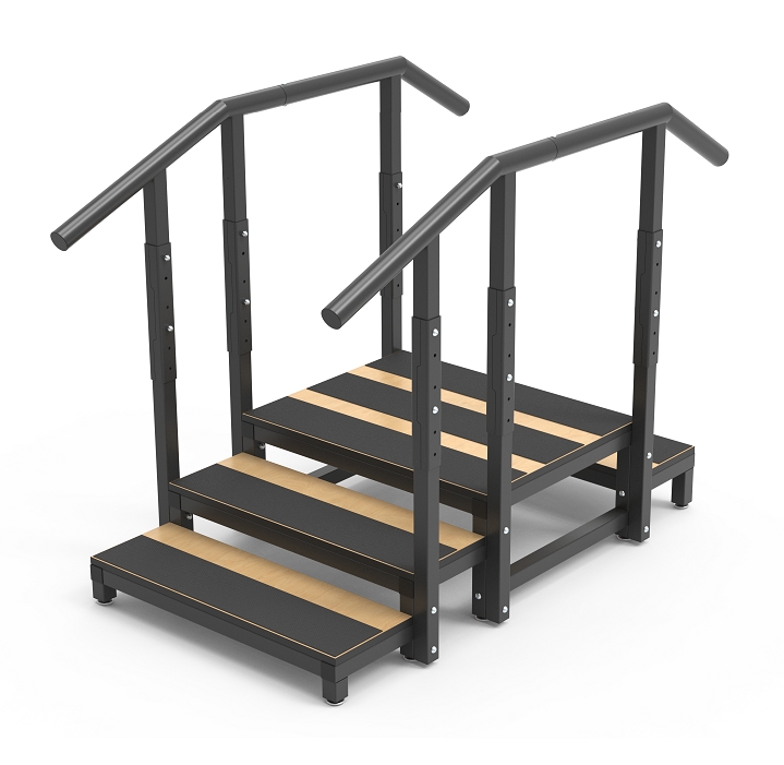 Square tube simple Two-Sided High Low Rehabilitation Staircase (Black)
