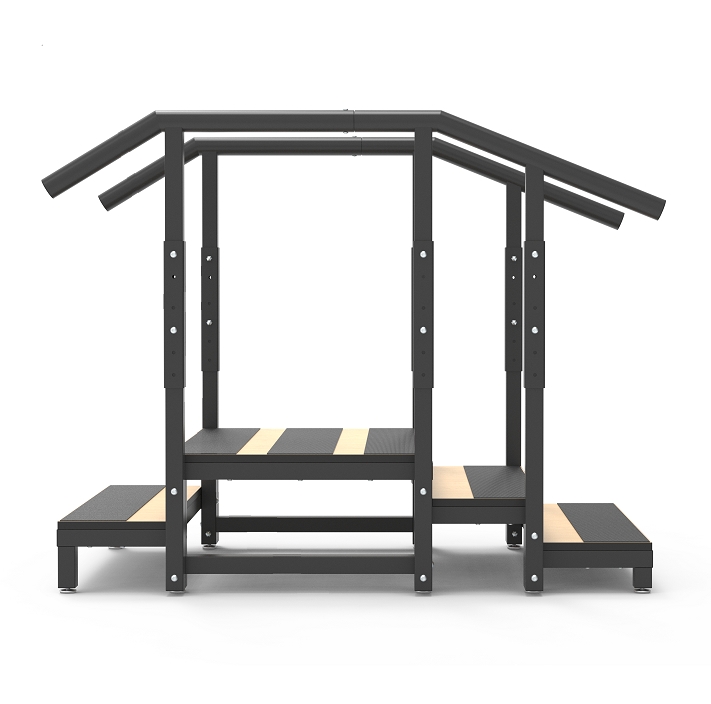 Square tube simple Two-Sided High Low Rehabilitation Staircase (Black)