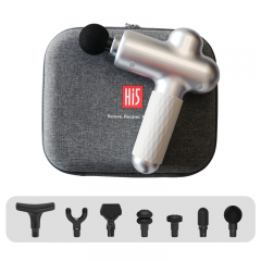 Hi5 Sportster Dreamy Deep Tissue Percussion Vibration Massage Device with 7 Attachment Heads (Storm Silver) Body Massage Gun Deep Pressure Relieve Massage Gun Cordless Body