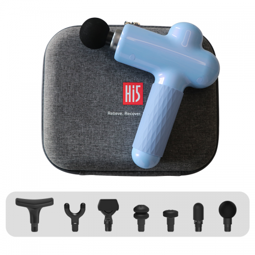 Hi5 Sportster Dreamy Deep Tissue Percussion Vibration Massage Device with 7 Attachment Heads (Fatancy Blue) Body Massage Gun Deep Pressure Relieve Massage Gun Cordless Body