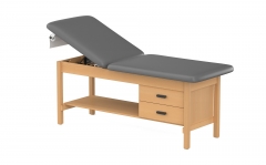 CLINIC-2 SERIES HARDWOOD LEG SUPPORT TREATMENT TABLES WITH BACKREST & DRAWERS