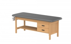 CLINIC-2 SERIES HARDWOOD LEG SUPPORT TREATMENT TABLES WITH SHELF & DRAWERS