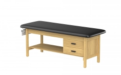 CLINIC-2 SERIES HARDWOOD LEG SUPPORT TREATMENT TABLES WITH SHELF & DRAWERS