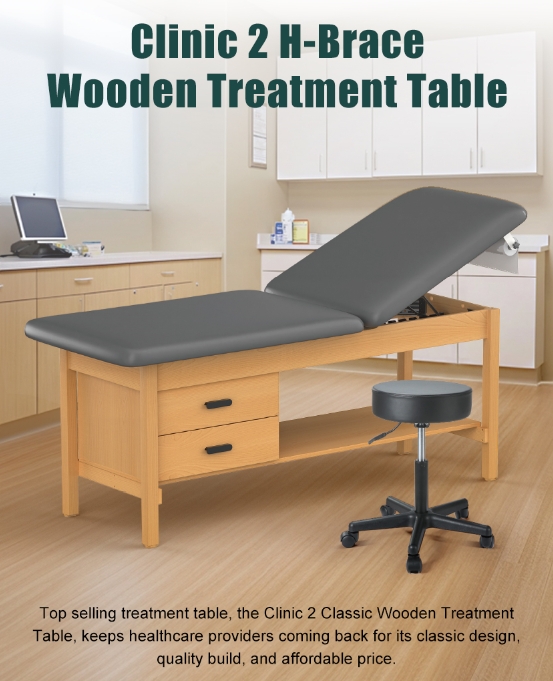 Clinic 2 H-Brace Wooden Examination Table Treatment Bed