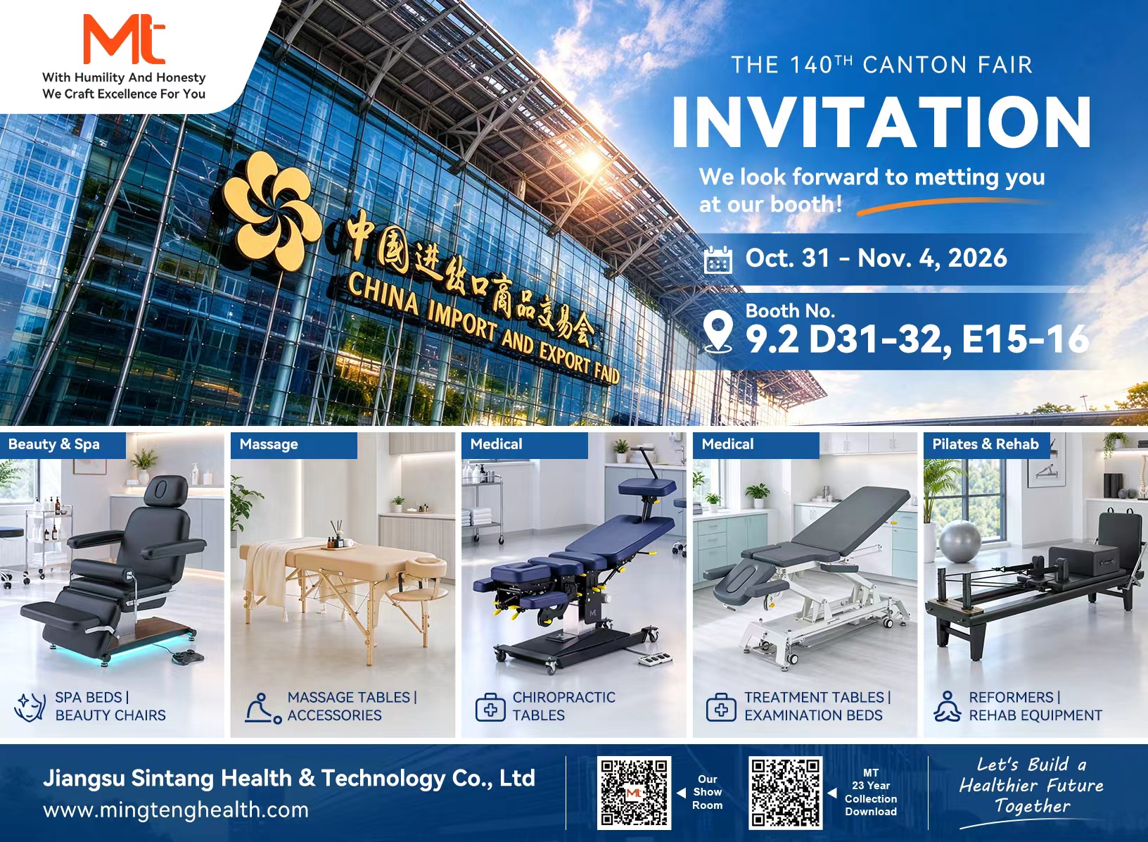 The 140th Canton Fair Invitation | MT Health | Massage, Chiropractic & Pilates Equipment